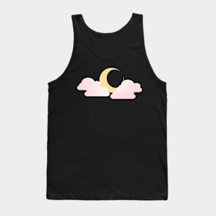 Yellow crescent moon and pink clouds Tank Top